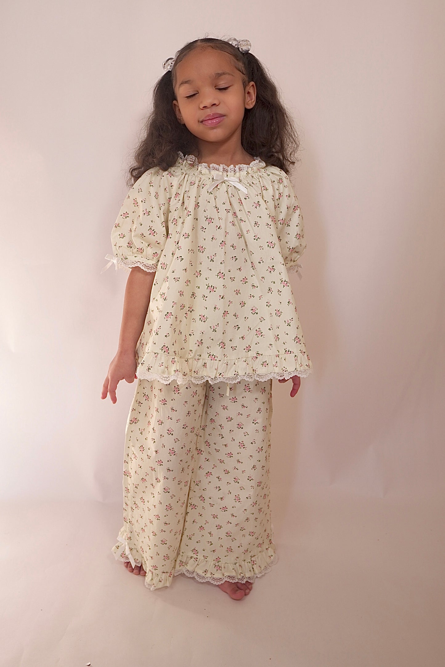 The Rosette Long Pants Set - Girls